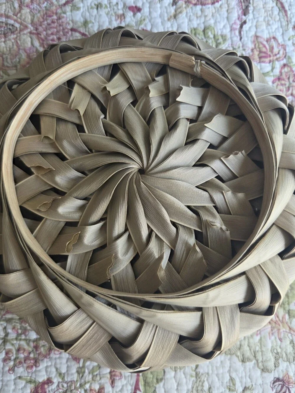 Handwoven Natural Palm Frond Decorative Basket - Natural